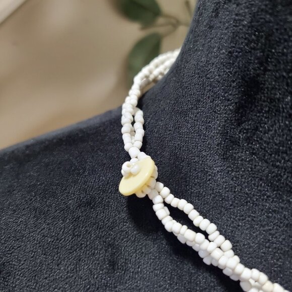 Womens Fashion White Beaded Boho Style Necklace Jewellery with Lobster Clasp - Picture 5 of 5